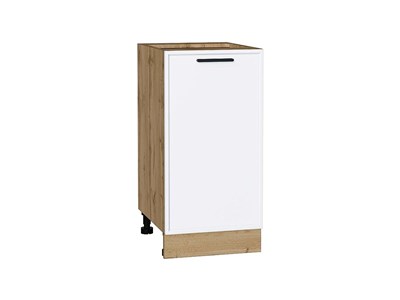 Шкаф нижний с 1-ой дверцей Фрейм Дуб Вотан, White Silk, 400 В*Ш*Г 816*400*484, фасад МДФ  White Silk, корпус  Дуб Вотан ms2510VVT_66947