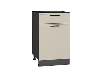 Шкаф нижний с 1-ой дверцей и ящиком Фрейм Graphite, Cream Silk, 500 В*Ш*Г 816*500*484, фасад МДФ  Cream Silk, корпус  Graphite ms2510VVT_69877