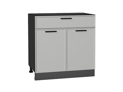 Шкаф нижний с 2-мя дверцами и ящиком Фрейм Graphite, Grey Silk, 800 В*Ш*Г 816*800*484, фасад МДФ  Grey Silk, корпус  Graphite ms2510VVT_69138