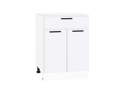Шкаф нижний с 2-мя дверцами и ящиком Фрейм Белый, White Silk, 600 В*Ш*Г 816*600*484, фасад МДФ  White Silk, корпус  Белый ms2510VVT_66958