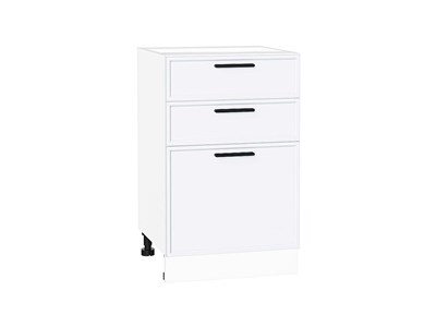 Шкаф нижний с 3-мя ящиками Фрейм Белый, White Silk, 500 В*Ш*Г 816*500*484, фасад МДФ  White Silk, корпус  Белый ms2510VVT_66972