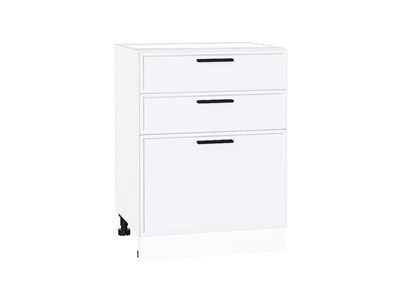 Шкаф нижний с 3-мя ящиками Фрейм Белый, White Silk, 600 В*Ш*Г 816*600*484, фасад МДФ  White Silk, корпус  Белый ms2510VVT_66973