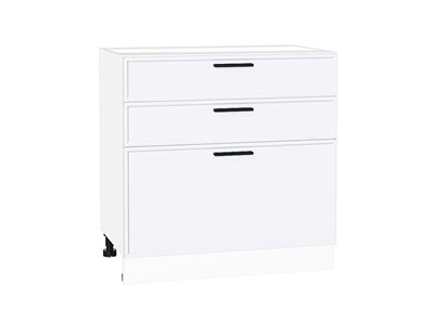 Шкаф нижний с 3-мя ящиками Фрейм Белый, White Silk, 800 В*Ш*Г 816*800*484, фасад МДФ  White Silk, корпус  Белый ms2510VVT_66974