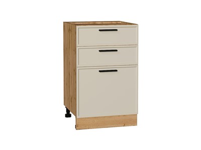 Шкаф нижний с 3-мя ящиками Фрейм Дуб Вотан, Cream Silk, 500 В*Ш*Г 816*500*484, фасад МДФ  Cream Silk, корпус  Дуб Вотан ms2510VVT_69924