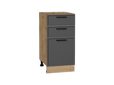 Шкаф нижний с 3-мя ящиками Фрейм Дуб Вотан, Stormy Silk, 400 В*Ш*Г 816*400*484, фасад МДФ  Stormy Silk, корпус  Дуб Вотан ms2510VVT_69178