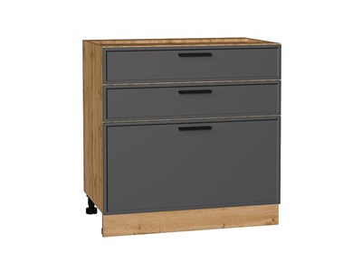 Шкаф нижний с 3-мя ящиками Фрейм Дуб Вотан, Stormy Silk, 800 В*Ш*Г 816*800*484, фасад МДФ  Stormy Silk, корпус  Дуб Вотан ms2510VVT_69181
