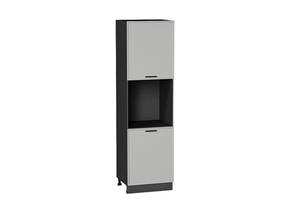 Шкаф пенал с 2-мя дверцами под технику Фрейм Graphite, Grey Silk, 2140 В*Ш*Г 2132*600*580, фасад МДФ  Grey Silk, корпус  Graphite ms2510VVT_69203