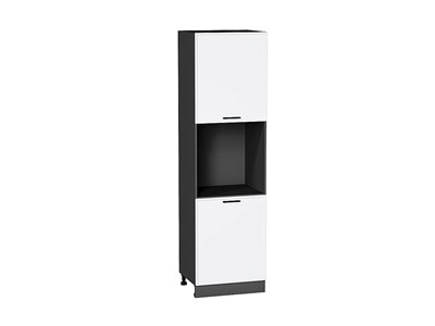 Шкаф пенал с 2-мя дверцами под технику Фрейм Graphite, White Silk, 2140 В*Ш*Г 2132*600*580, фасад МДФ  White Silk, корпус  Graphite ms2510VVT_66995