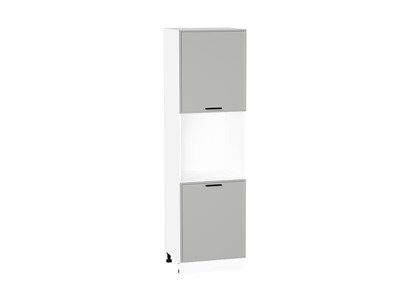 Шкаф пенал с 2-мя дверцами под технику Фрейм Белый, Grey Silk, 2140 В*Ш*Г 2132*600*580, фасад МДФ  Grey Silk, корпус  Белый ms2510VVT_69199