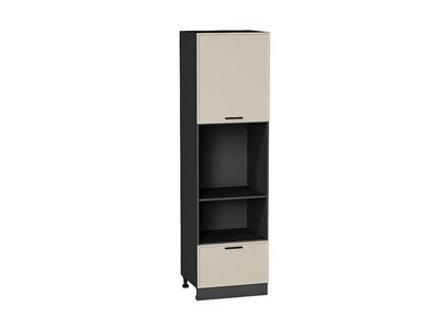 Шкаф пенал с 1-ой дверцей и ящиком под технику Фрейм Graphite, Cream Silk, 2140 В*Ш*Г 2132*600*580, фасад МДФ  Cream Silk, корпус  Graphite ms2510VVT_69936