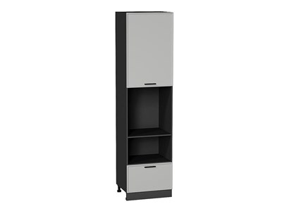 Шкаф пенал с 1-ой дверцей и ящиком под технику Фрейм Graphite, Grey Silk, 2340 В*Ш*Г 2336*600*580, фасад МДФ  Grey Silk, корпус  Graphite ms2510VVT_69192