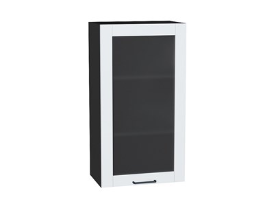 Шкаф верхний с 1-ой остекленной дверцей Флэт Плюс Graphite, 920, 500 В*Ш*Г 920*500*318, фасад ЛДСП/Стекло  White In 2S, корпус  Graphite ms2510VVT_56204