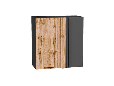 Шкаф верхний прямой угловой Флэт Graphite, Wotan Oak 2S, 690 В*Ш*Г 716*690*345, фасад ЛДСП  Wotan Oak 2S, корпус  Graphite ms2510VVT_52592