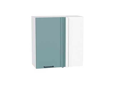 Шкаф верхний прямой угловой Флэт Белый, Grey-green In 2S, 720 В*Ш*Г 716*700*345, фасад ЛДСП  Grey-green In 2S, корпус  Белый ms2510VVT_60274