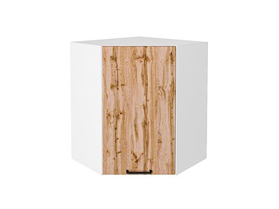 Шкаф верхний угловой Флэт Белый, Wotan Oak 2S, 720 В*Ш*Г 716*600*600, фасад ЛДСП  Wotan Oak 2S, корпус  Белый ms2510VVT_52660