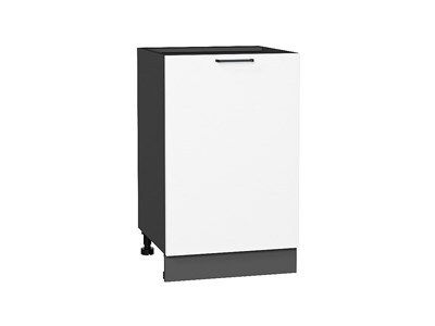 Шкаф нижний с 1-ой дверцей Флэт Graphite, White In 2S, 500 В*Ш*Г 816*500*478, фасад ЛДСП  White In 2S, корпус  Graphite ms2510VVT_55696