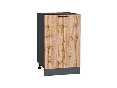 Шкаф нижний с 1-ой дверцей Флэт Graphite, Wotan Oak 2S, 500 В*Ш*Г 816*500*478, фасад ЛДСП  Wotan Oak 2S, корпус  Graphite ms2510VVT_52700