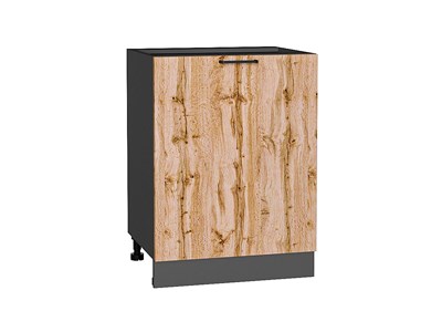 Шкаф нижний с 1-ой дверцей Флэт Graphite, Wotan Oak 2S, 600 В*Ш*Г 816*600*478, фасад ЛДСП  Wotan Oak 2S, корпус  Graphite ms2510VVT_52701