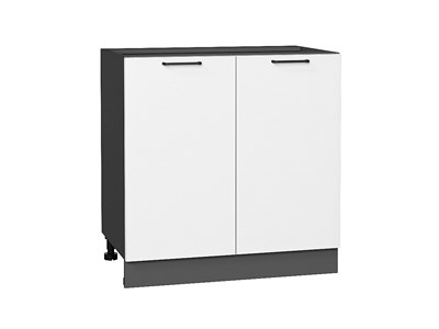 Шкаф нижний с 2-мя дверцами Флэт Graphite, White In 2S, 800 В*Ш*Г 816*800*478, фасад ЛДСП  White In 2S, корпус  Graphite ms2510VVT_55705