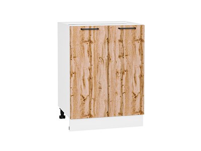 Шкаф нижний с 2-мя дверцами Флэт Белый, Wotan Oak 2S, 600 В*Ш*Г 816*600*478, фасад ЛДСП  Wotan Oak 2S, корпус  Белый ms2510VVT_52720