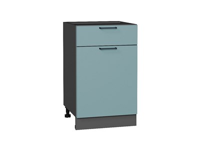 Шкаф нижний с 1-ой дверцей и ящиком Флэт Graphite, Grey-green In 2S, 500 В*Ш*Г 816*500*478, фасад ЛДСП  Grey-green In 2S, корпус  Graphite ms2510VVT_56937