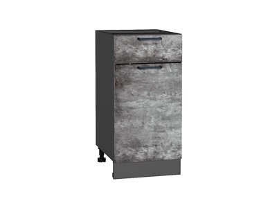 Шкаф нижний с 1-ой дверцей и ящиком Флэт Graphite, Temple Stone 2S, 400 В*Ш*Г 816*400*478, фасад ЛДСП  Temple Stone 2S, корпус  Graphite ms2510VVT_52690