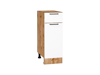 Шкаф нижний с 1-ой дверцей и ящиком Флэт Дуб Вотан, White In 2S, 300 В*Ш*Г 816*300*478, фасад ЛДСП  White In 2S, корпус  Дуб Вотан ms2510VVT_62514