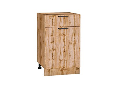 Шкаф нижний с 1-ой дверцей и ящиком Флэт Дуб Вотан, Wotan Oak 2S, 500 В*Ш*Г 816*500*478, фасад ЛДСП  Wotan Oak 2S, корпус  Дуб Вотан ms2510VVT_62526