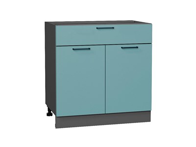 Шкаф нижний с 2-мя дверцами и ящиком Флэт Graphite, Grey-green In 2S, 800 В*Ш*Г 816*800*478, фасад ЛДСП  Grey-green In 2S, корпус  Graphite ms2510VVT_56953