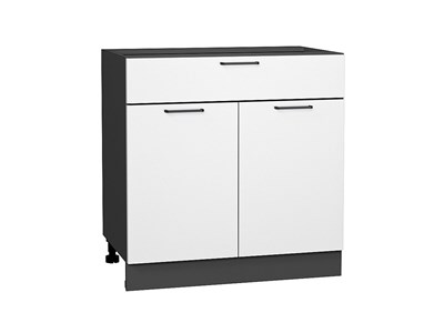 Шкаф нижний с 2-мя дверцами и ящиком Флэт Graphite, White In 2S, 800 В*Ш*Г 816*800*478, фасад ЛДСП  White In 2S, корпус  Graphite ms2510VVT_56591