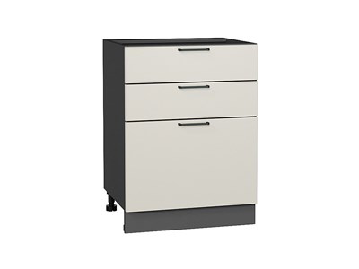 Шкаф нижний с 3-мя ящиками Флэт Graphite, Cashmere In 2S, 600 В*Ш*Г 816*600*478, фасад ЛДСП  Cashmere In 2S, корпус  Graphite ms2510VVT_55807