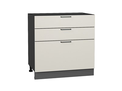 Шкаф нижний с 3-мя ящиками Флэт Graphite, Cashmere In 2S, 800 В*Ш*Г 816*800*478, фасад ЛДСП  Cashmere In 2S, корпус  Graphite ms2510VVT_55808