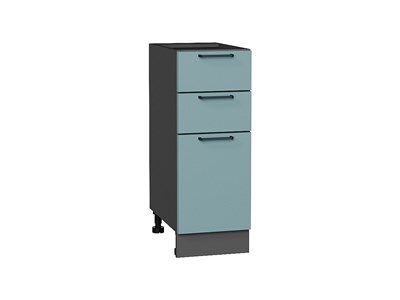 Шкаф нижний с 3-мя ящиками Флэт Graphite, Grey-green In 2S, 300 В*Ш*Г 816*300*478, фасад ЛДСП  Grey-green In 2S, корпус  Graphite ms2510VVT_56967