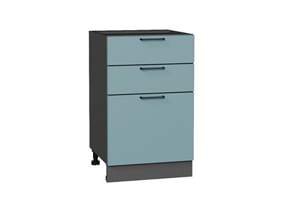Шкаф нижний с 3-мя ящиками Флэт Graphite, Grey-green In 2S, 500 В*Ш*Г 816*500*478, фасад ЛДСП  Grey-green In 2S, корпус  Graphite ms2510VVT_56969
