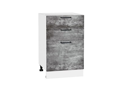 Шкаф нижний с 3-мя ящиками Флэт Белый, Temple Stone 2S, 500 В*Ш*Г 816*500*478, фасад ЛДСП  Temple Stone 2S, корпус  Белый ms2510VVT_52740
