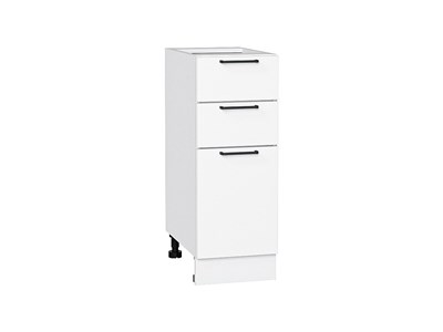 Шкаф нижний с 3-мя ящиками Флэт Белый, White In 2S, 300 В*Ш*Г 816*300*478, фасад ЛДСП  White In 2S, корпус  Белый ms2510VVT_55706