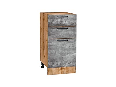 Шкаф нижний с 3-мя ящиками Флэт Дуб Вотан, Temple Stone 2S, 400 В*Ш*Г 816*400*478, фасад ЛДСП  Temple Stone 2S, корпус  Дуб Вотан ms2510VVT_62595