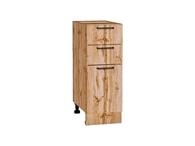 Шкаф нижний с 3-мя ящиками Флэт Дуб Вотан, Wotan Oak 2S, 300 В*Ш*Г 816*300*478, фасад ЛДСП  Wotan Oak 2S, корпус  Дуб Вотан ms2510VVT_62577