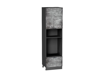 Шкаф пенал с 1-ой дверцей и ящиком под технику Флэт Graphite, Temple Stone 2S, 2140 В*Ш*Г 2132*600*574, фасад ЛДСП  Temple Stone 2S, корпус  Graphite ms2510VVT_52762