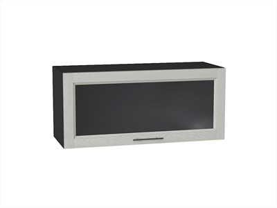 Шкаф верхний горизонтальный остекленный Сканди Graphite, Cappuccino Softwood, 800 В*Ш*Г 358*800*320, фасад МДФ/Стекло  Cappuccino Softwood, корпус  Graphite ms2510VVT_41288