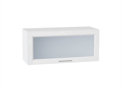 Шкаф верхний горизонтальный остекленный Сканди Белый, White Softwood, 800 В*Ш*Г 358*800*320, фасад МДФ/Стекло  White Softwood, корпус  Белый ms2510VVT_56139