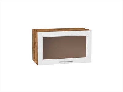 Шкаф верхний горизонтальный остекленный Сканди Дуб Вотан, White Softwood, 600 В*Ш*Г 358*600*320, фасад МДФ/Стекло  White Softwood, корпус  Дуб Вотан ms2510VVT_62845