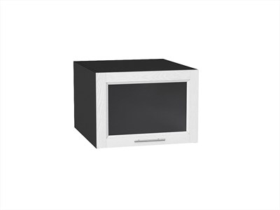Шкаф верхний горизонтальный остекленный глубокий Сканди Graphite, White Softwood, 500 В*Ш*Г 358*500*576, фасад МДФ/Стекло  White Softwood, корпус  Graphite ms2510VVT_56133