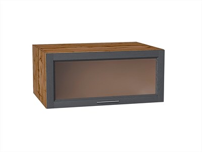Шкаф верхний горизонтальный остекленный глубокий Сканди Дуб Вотан, Graphite Softwood, 800 В*Ш*Г 358*800*576, фасад МДФ/Стекло  Graphite Softwood, корпус  Дуб Вотан ms2510VVT_62836