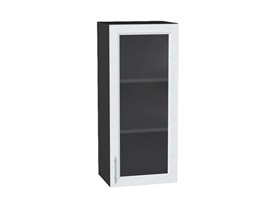Шкаф верхний с 1-ой остекленной дверцей Сканди Graphite, White Softwood, 920, 400 В*Ш*Г 920*400*320, фасад МДФ/Стекло  White Softwood, корпус  Graphite ms2510VVT_56191