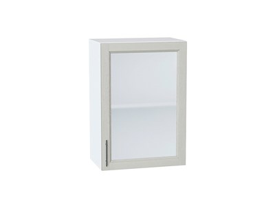 Шкаф верхний с 1-ой остекленной дверцей Сканди Белый, Cappuccino Softwood, 720, 500 В*Ш*Г 716*500*320, фасад МДФ/Стекло  Cappuccino Softwood, корпус  Белый ms2510VVT_41459