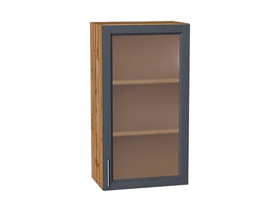 Шкаф верхний с 1-ой остекленной дверцей Сканди Дуб Вотан, Graphite Softwood, 920, 500 В*Ш*Г 920*500*320, фасад МДФ/Стекло  Graphite Softwood, корпус  Дуб Вотан ms2510VVT_62933