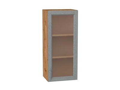 Шкаф верхний с 1-ой остекленной дверцей Сканди Дуб Вотан, Grey Softwood, 920, 400 В*Ш*Г 920*400*320, фасад МДФ/Стекло  Grey Softwood, корпус  Дуб Вотан ms2510VVT_62927