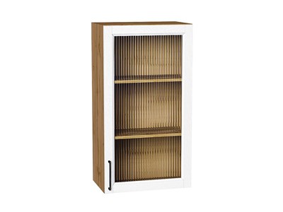 Шкаф верхний с 1-ой остекленной дверцей Сканди Дуб Вотан, White Silkwood, 920, 500 В*Ш*Г 920*500*320, фасад МДФ/Стекло  White Silkwood, корпус  Дуб Вотан ms2510VVT_70239