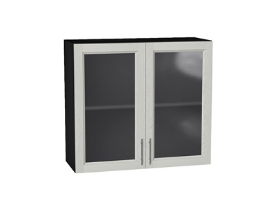 Шкаф верхний с 2-мя остекленными дверцами Сканди Graphite, Cappuccino Softwood, 720, 800 В*Ш*Г 716*800*320, фасад МДФ/Стекло  Cappuccino Softwood, корпус  Graphite ms2510VVT_41647